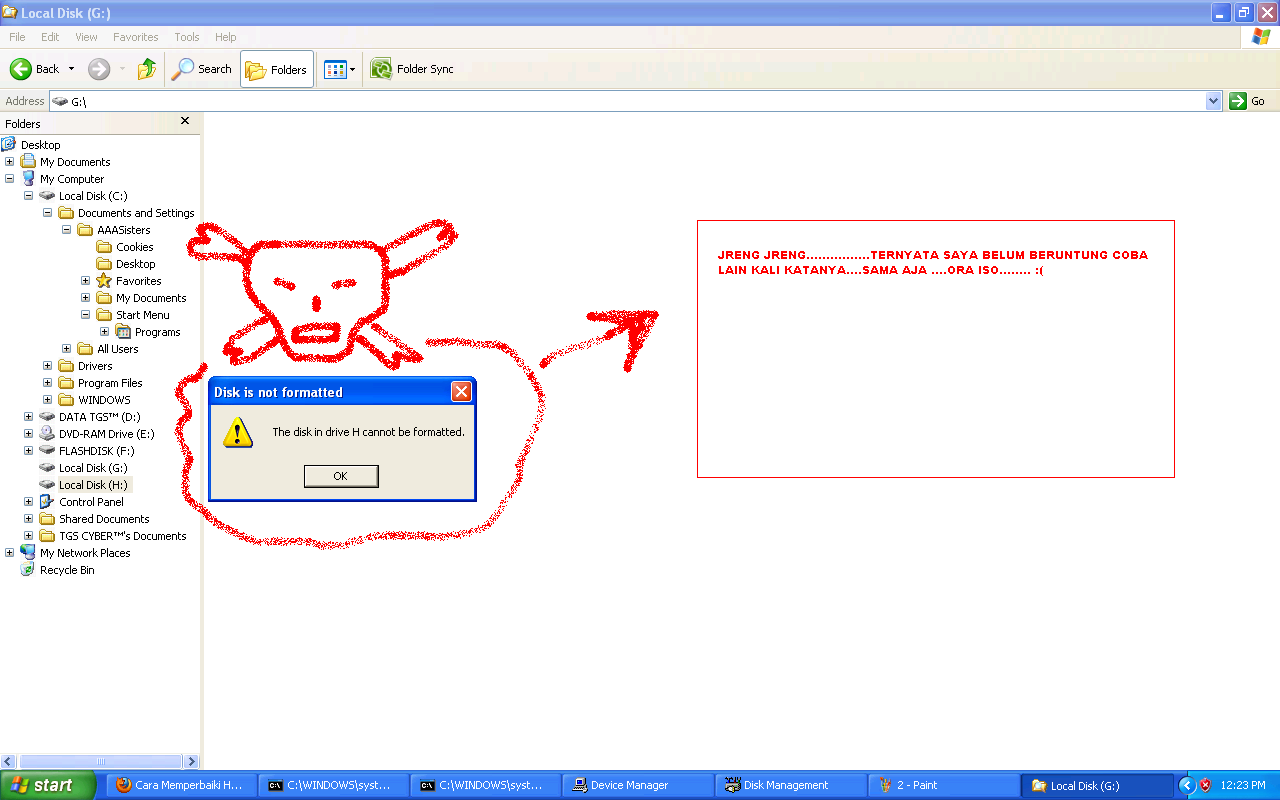 HDD EKsternal Tidak bisa Diformat...... help me...(with screnshoot)