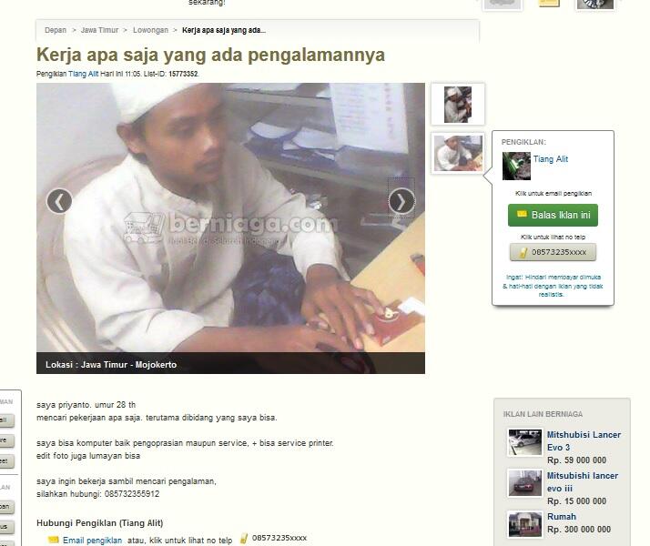 Berniaga.com ada yang cari kerja..