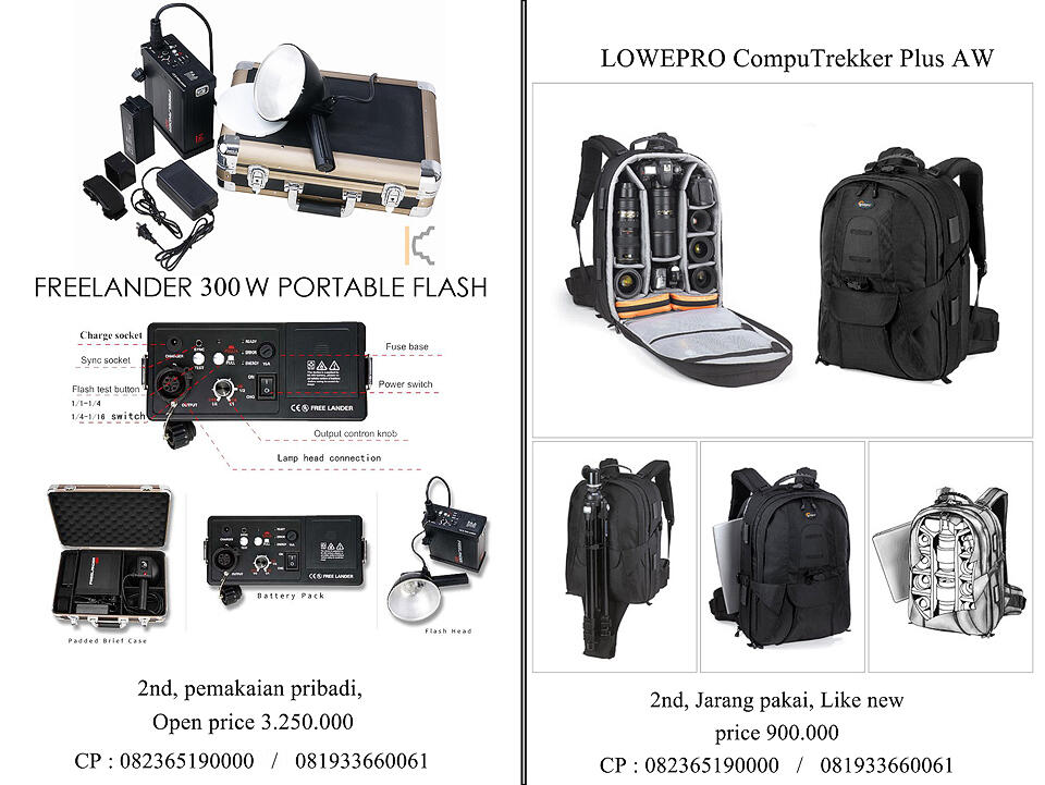 &#91; WTS &#93; Perlengkapan Fotografi , Portable Flash dan Tas kamera