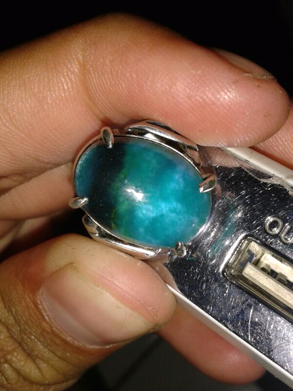 jual batu bacan palamea 6-7crat ikat perak sudah jadi kristal mantap bandung bogor
