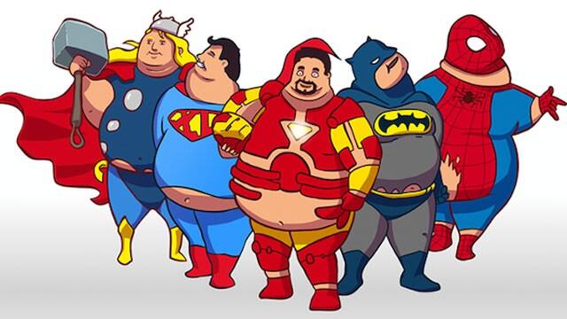 Ilustrasi Jika Superhero Jadi Gendut, kebanyakan makan junk-food