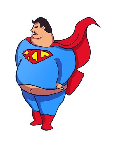 Ilustrasi Jika Superhero Jadi Gendut, kebanyakan makan junk-food