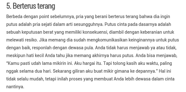 5 cara memutuskan pasangan, kalo agan pernah diputusin dgn cara yang mana? ^^