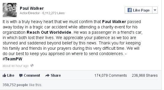 Paul Walker is dead Aktor Fast and Furious! #RIP