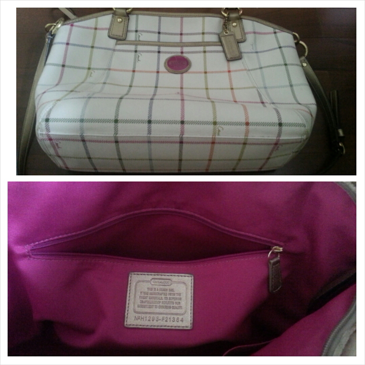 WTS Coach Peyton white tattersall like new!!