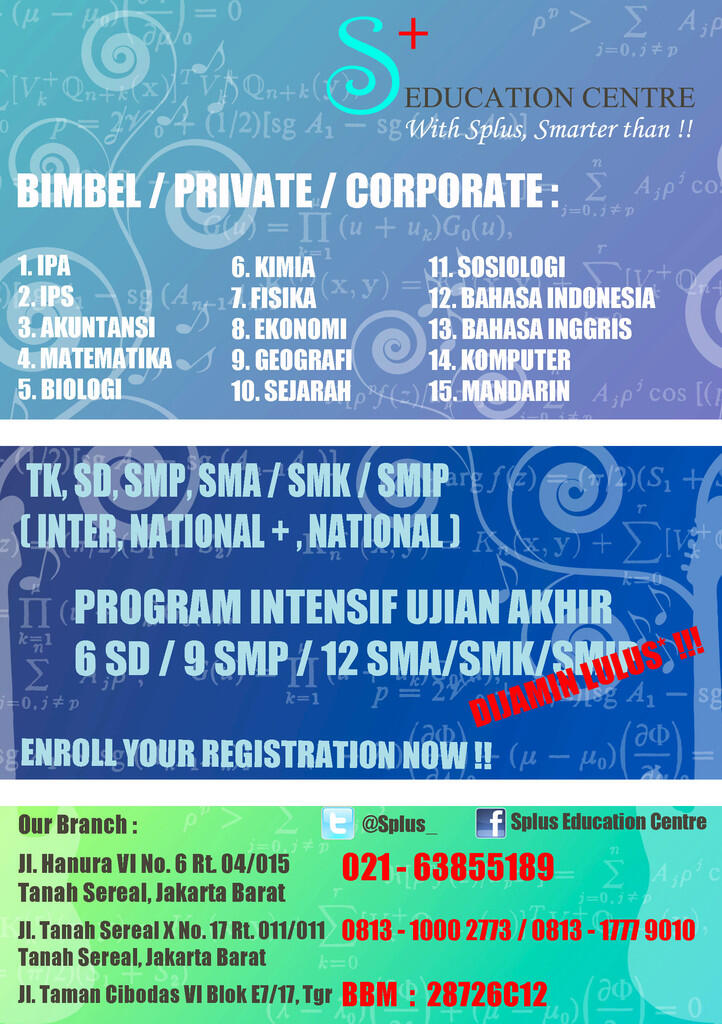 LOWONGAN KERJA GURU BIMBEL &amp; PRIVAT ( PARTIME / FULLTIME)