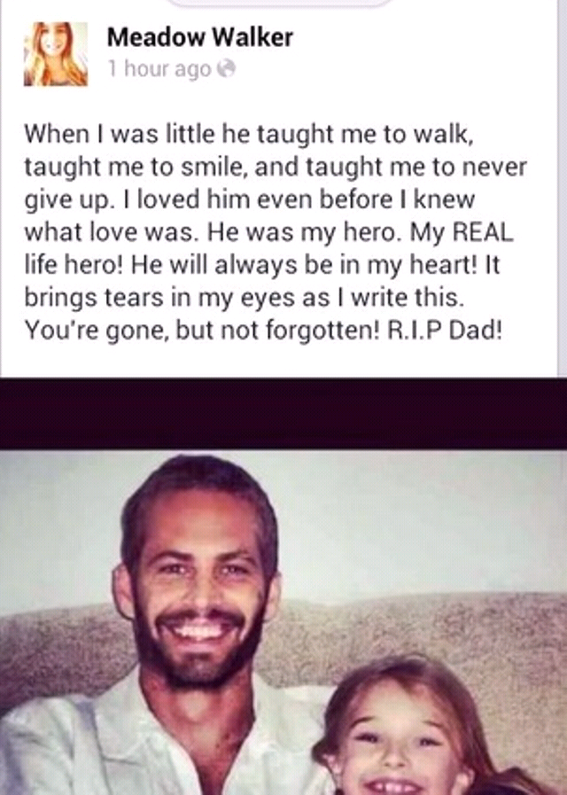 sang putri paul walker yg sangat sedih kehilangan ayah