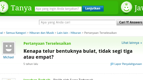 Pertanyaan di &quot;Yahoo answer&quot; yg bikin ngakak