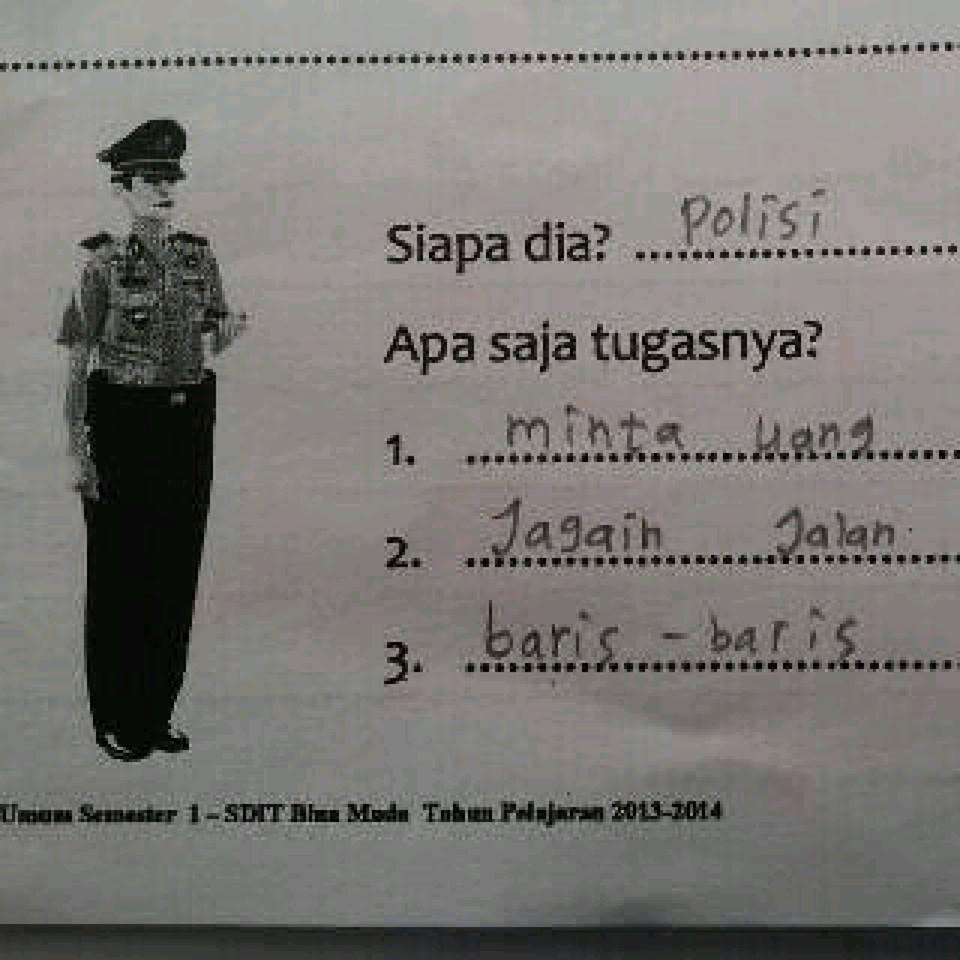 Jawaban Soal Anak SD mengenai polisi