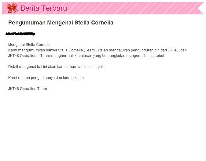 STELLA CORNELIA resmi keluar dari JKT48