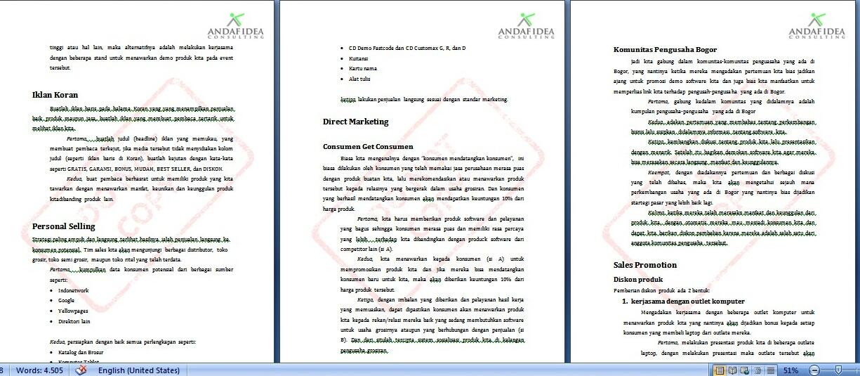 &#91;FREE&#93;Kumpulan Business Plan:Strategi Marketing,Finance,SOP(Banyak Bidang, Real Case)