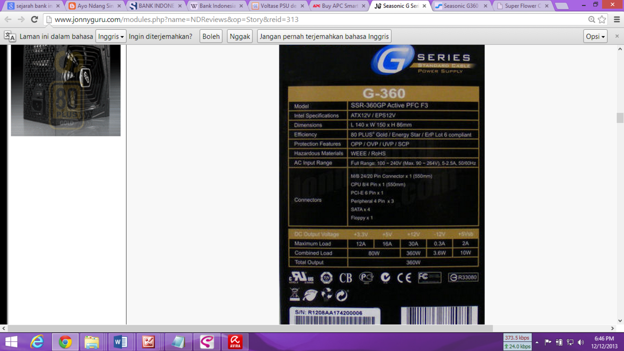 Voltase PSU dengan PSU.
