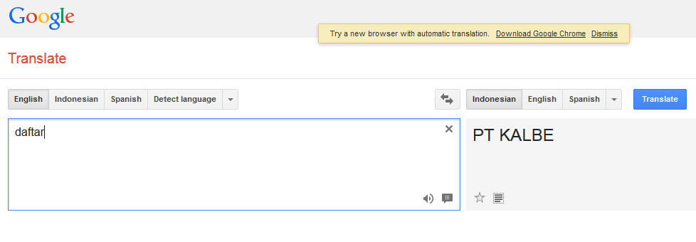 Google Translate ada yang aneh
