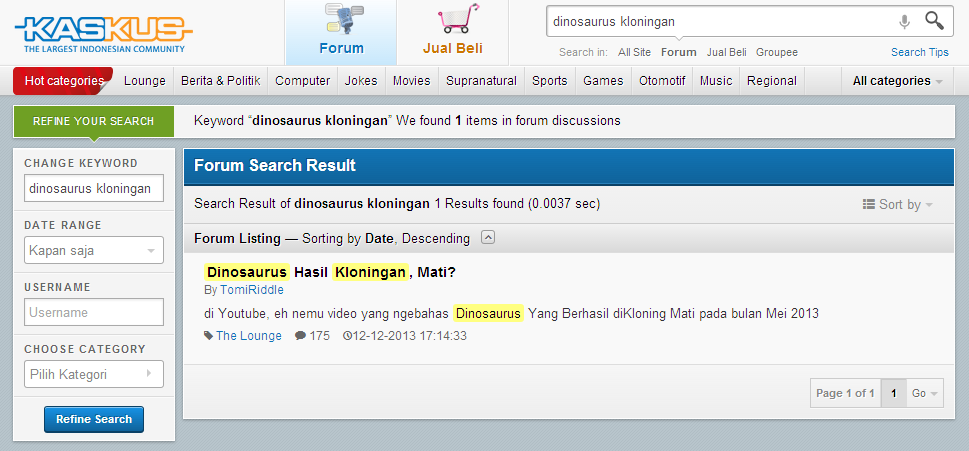 Dinosaurus Hasil Kloningan, Mati?