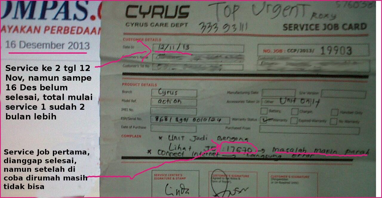 kecewa dengan after sales Cyrus Pad