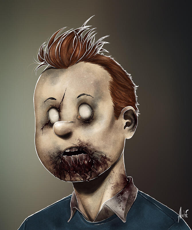 Wajah Zombie Tokoh Kartun Terkenal
