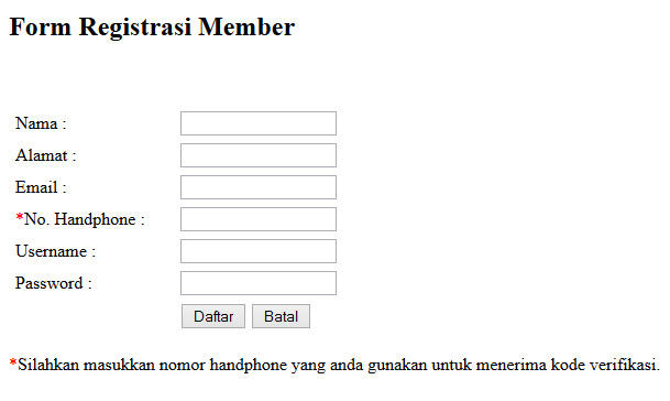 [SHARE] Cara menambah fitur sms verifikasi pada form registrasi member web agan