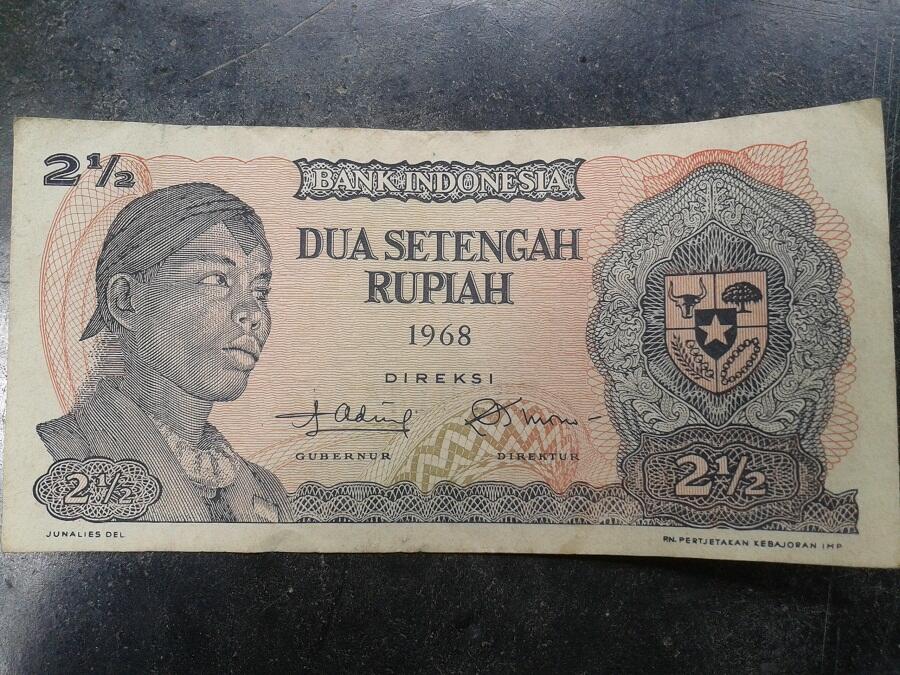 JUAL UANG KERTAS KUNO DUA SETENGAH RUPIAH / 2,5