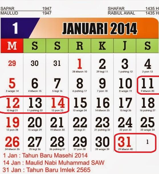 Januari 2014 = Bulan LIBURAN