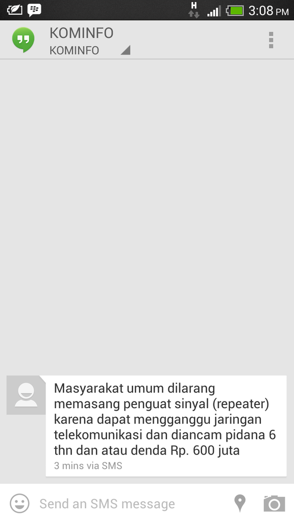 ANE DAPET SMS DARI KOMINFO MENGENAI DENDA 600JUTA BAGI SIAPAPUN YG MASANG REPEATER