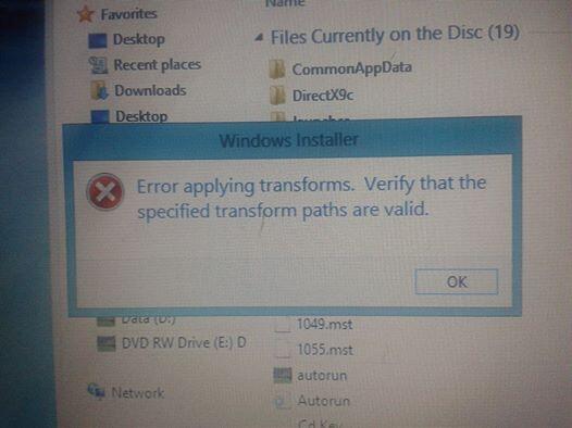 &#91;tanya&#93; install pes 2014 muncul pesan error &quot;Error applying transforms&quot;