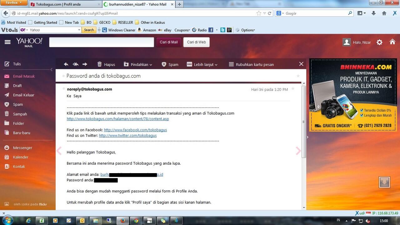Akun email n T*koB****s Ane mau dibobol