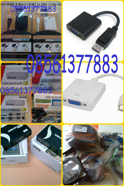 kabel hdmi/cable/konector/konverter/mini displayport/rca/vga/macbook/micro/mini/kvm/d