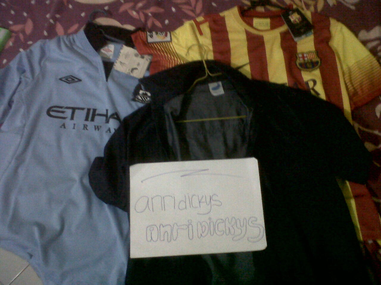 Jersey BARCA AWAY 13-14 (player issue), MAN.CITY HOME 12-13 and CHAMBRAY ZULE