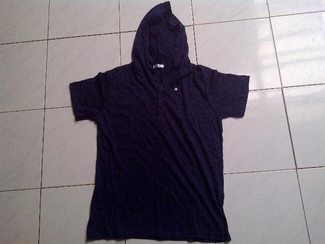 "SIDEWAYS" Button Up Hoodie T-Shirt Size L Biru Dongker