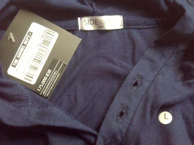 "SIDEWAYS" Button Up Hoodie T-Shirt Size L Biru Dongker