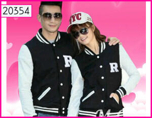 Jaket Couple Baseball R Hitam