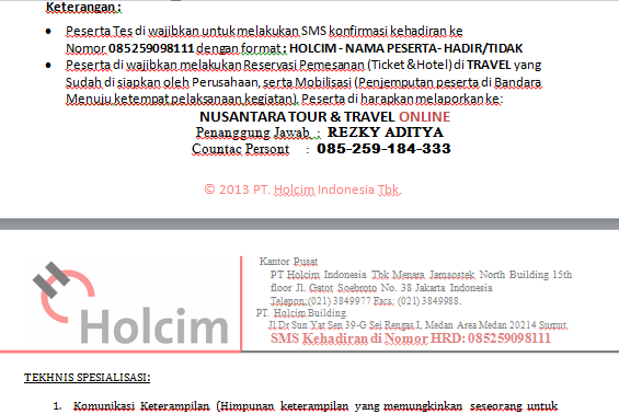 Hati-Hati ! Penipuan lowongan kerja atas nama PT HOLCIM