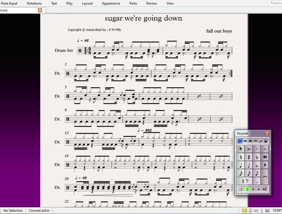 Drum minus. Red Miso Drum score.