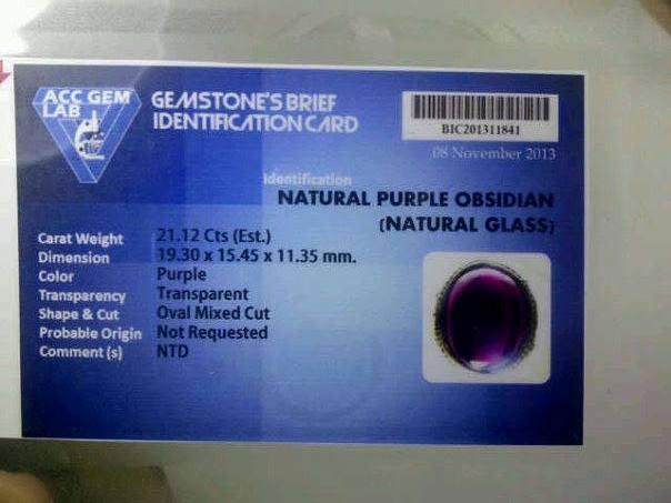 Natural Purple Obsidian + Memo