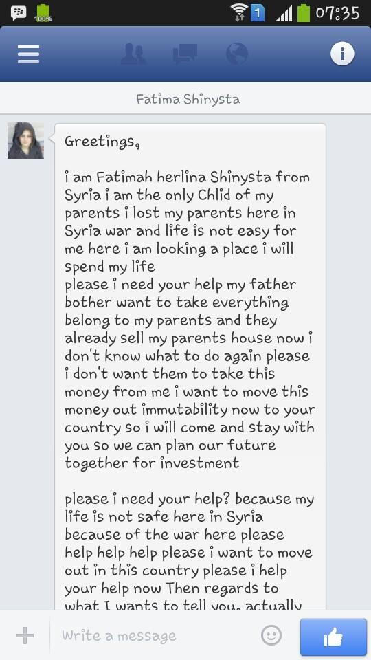 PENIPUAN VIA MESSAGE FACEBOOK