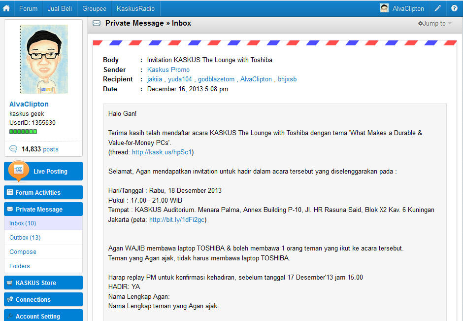 &#91;FR CONTEST&#93; KASKUS The Lounge With TOSHIBA Desember 2013