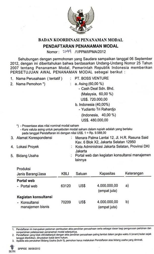 BOSSVENTURE - BERKANTOR RESMI &amp; LEGAL, PROFIT 1,5% Setiap Hari Tanpa Perlu AJAK ORANG