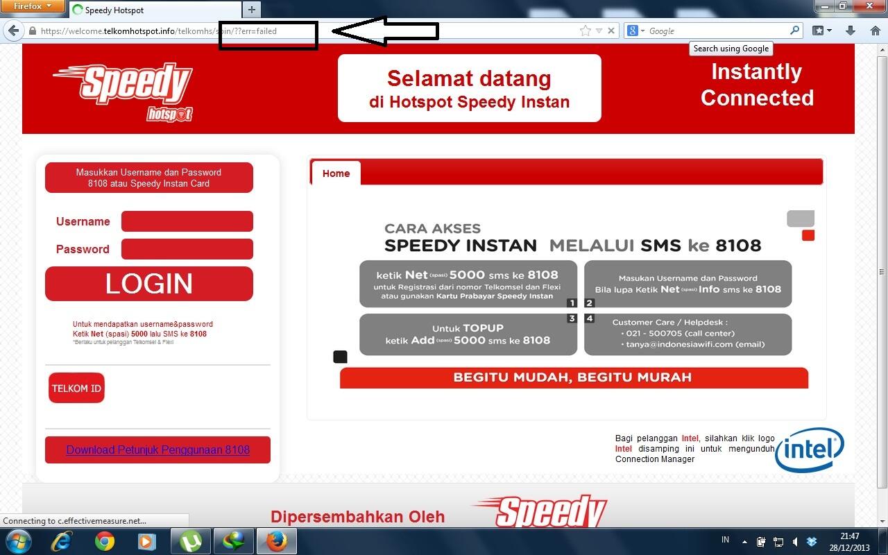 (ASK) Masalah Pada Hotspot Speedy Instan.. atau Speedy@instan.com