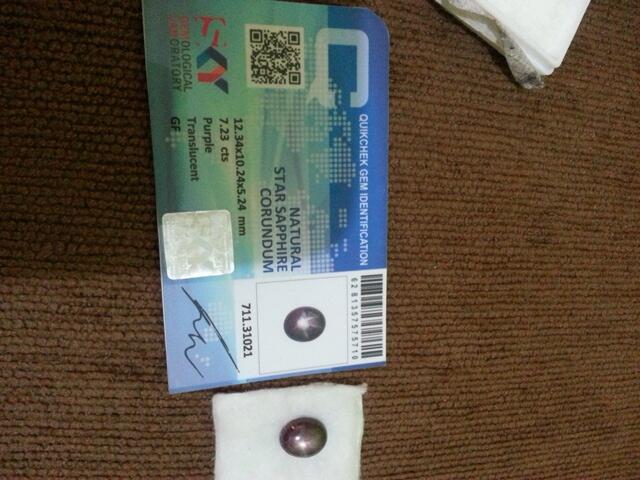 Jual Cepat - Batu Mulia Purple (Ungu) Sapphire / Safir Star with Memo