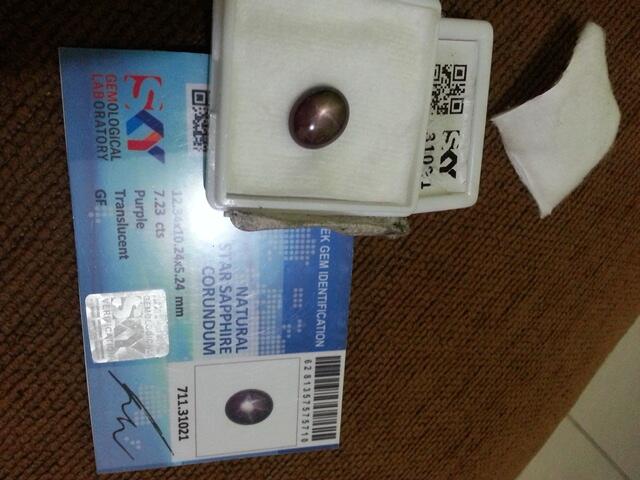 Jual Cepat - Batu Mulia Purple (Ungu) Sapphire / Safir Star with Memo
