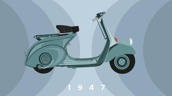 Animasi Evolusi Vespa dari 1943 Sampai 2013