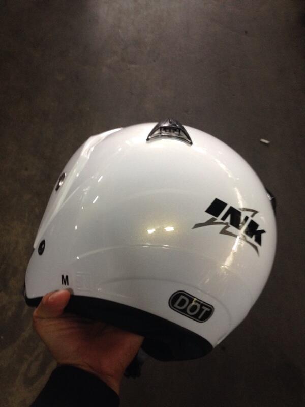 Jual helm ink half face white masih baru