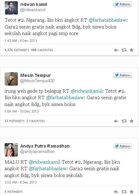 “Mesin Tetot” Ridwan Kamil (Wali Kota Bandung) untuk Farhat Abbas