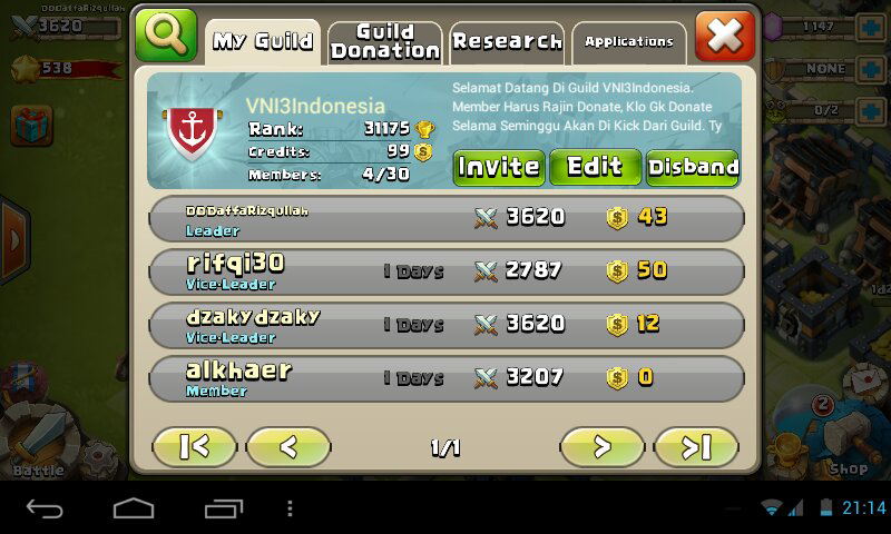 Dicari Member Guild Castle Clash