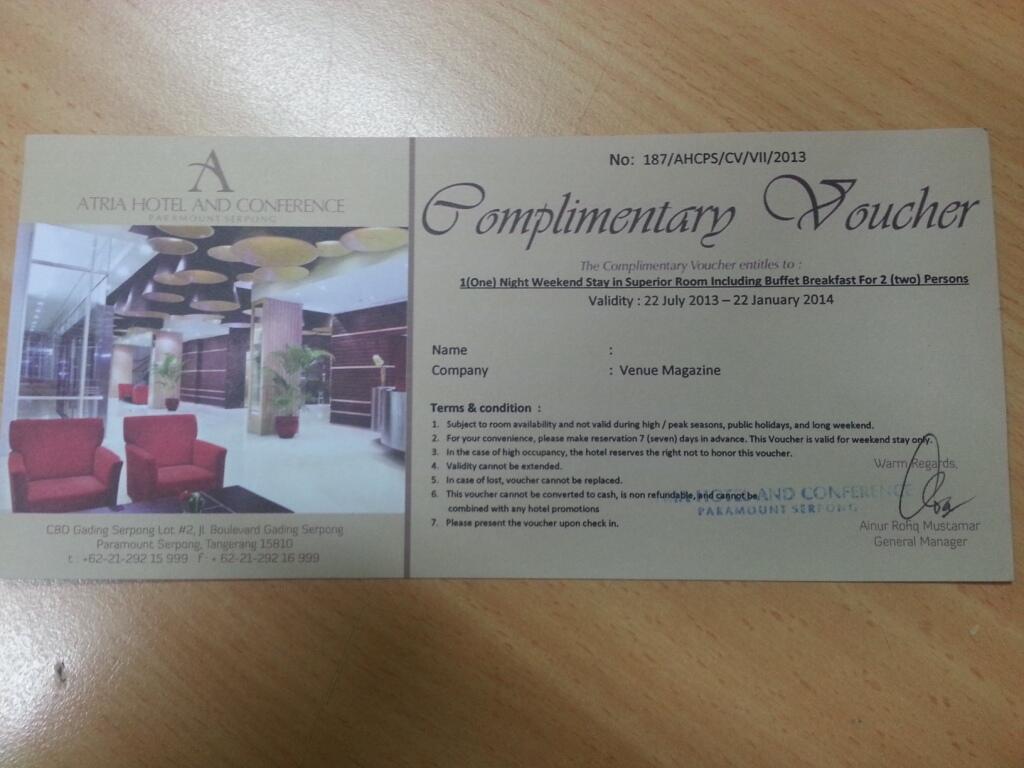 Voucher Hotel Atria Serpong