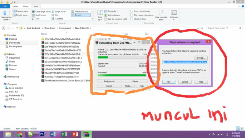 file Rar tidak terekstrak