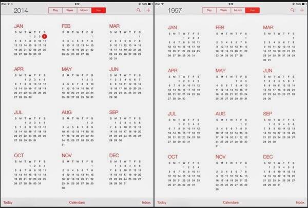 baru nyadar, ternyata kalender 1997 itu sama dengan kalender 2014