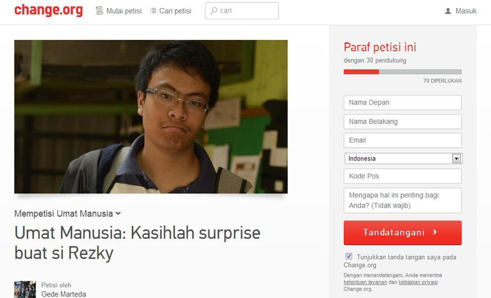 Umat Manusia: Kasihlah surprise buat si Rezky