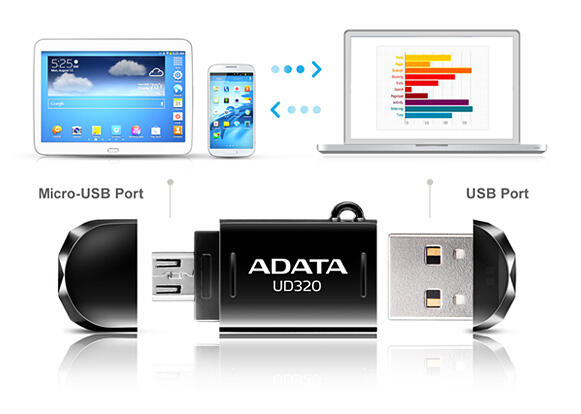 ADATA USB 2.0 OTG Flash Drive UD320 16GB / 32GB (Micro USB & USB)