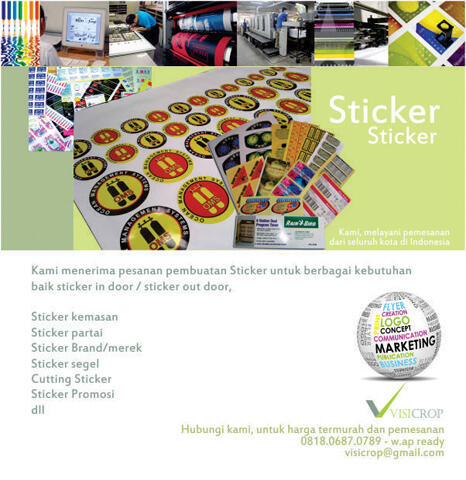 Terima pesanan pembuatan sticker untuk partai, kampannye, merek, kemasan dll